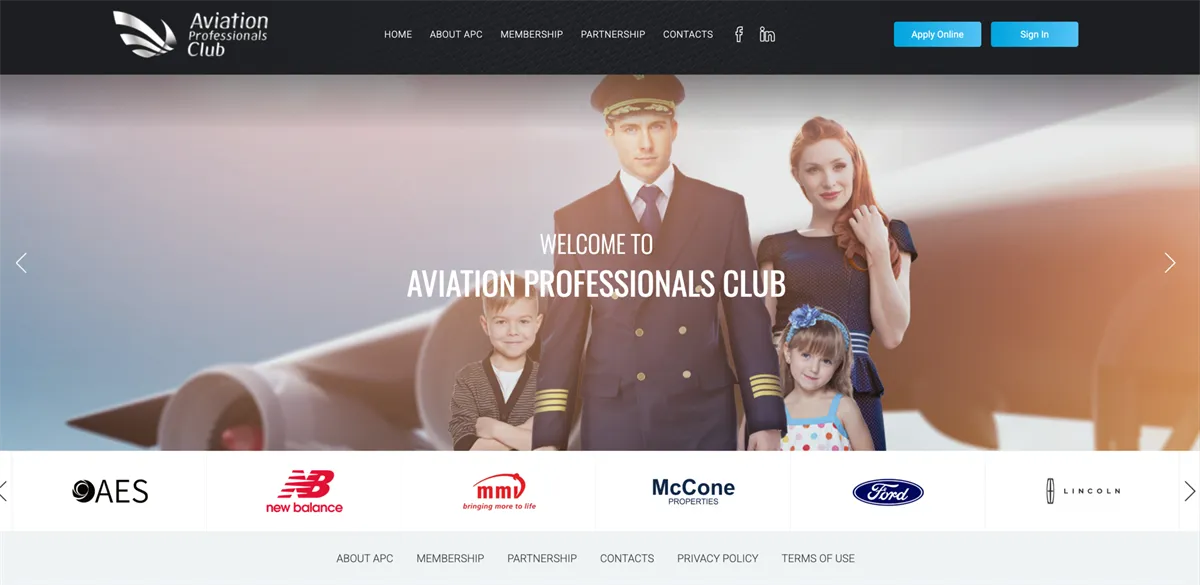 Aviation Professionals Club digital admin portal and member benefits management platform
