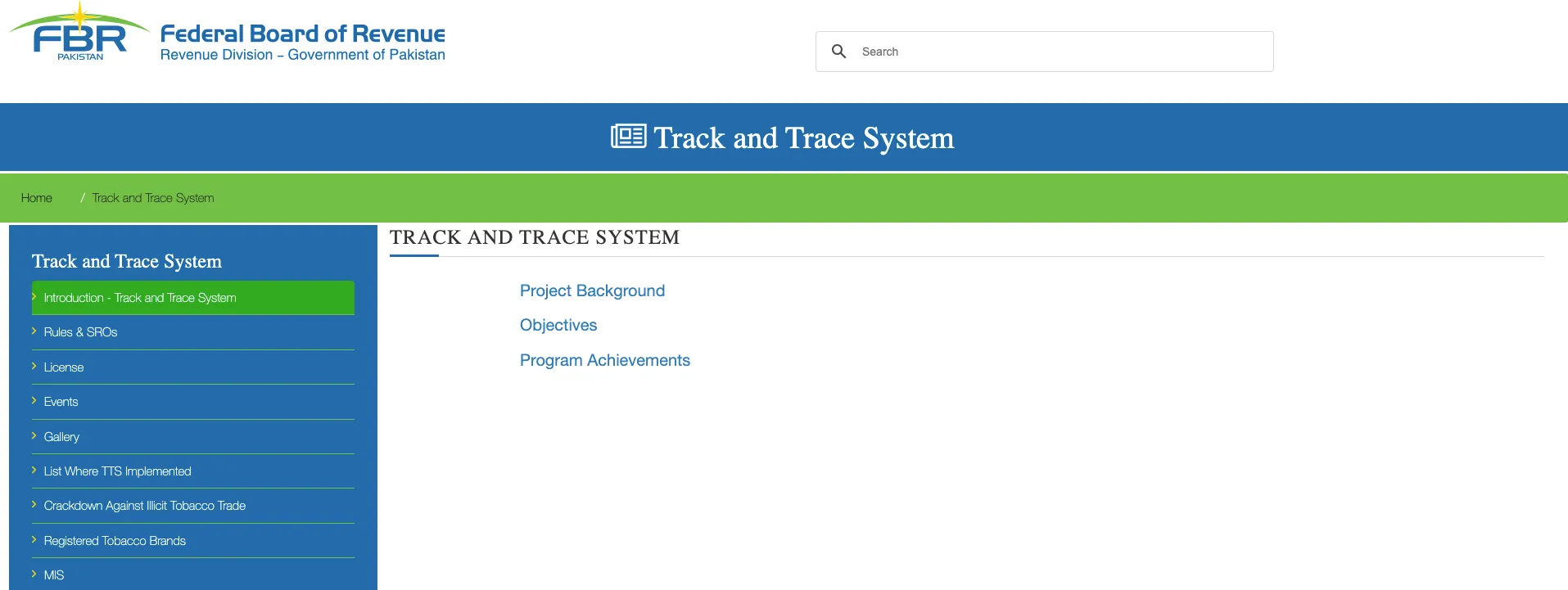 Pakistan nationwide Track and Trace electronic monitoring and digital traceability system interface